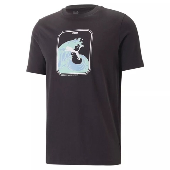 Puma Men's Short-Sleeve Wave Logo-Graphic T-Shirt - Black-shirt - Picture 2 of 12